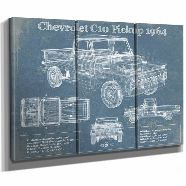 1964 Chevrolet C10 Pickup Vintage Blueprint Auto Print