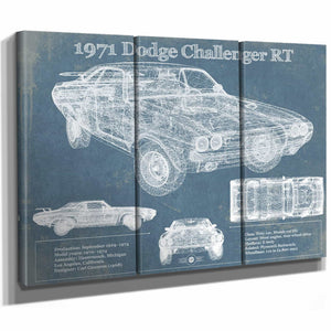 1971 Dodge Challenger Rt Car Blueprint Patent Original Art