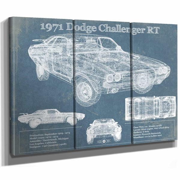 1971 Dodge Challenger Rt Car Blueprint Patent Original Art