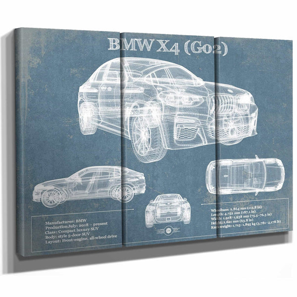 BMW X4 (G02) Vintage Blueprint Auto Print