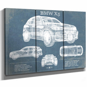 BMW X5 Vintage Blueprint Auto Print