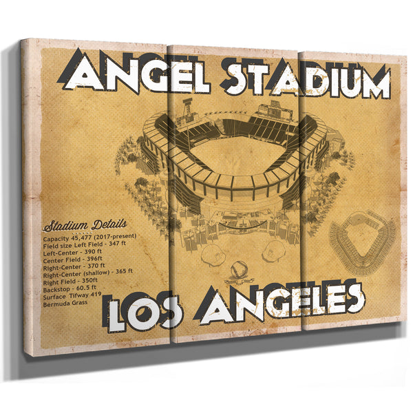Los Angeles Angels - Angel Stadium Vintage Seating Chart Baseball Print