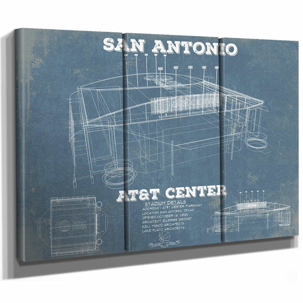 San Antonio Spurs - AT&T Center Vintage Basketball Blueprint NBA Team Color Print