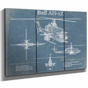 Bell AH-1Z Viper Vintage Original Blueprint Military Print