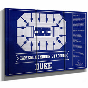 Duke Blue Devils - Cameron Indoor Stadium Seating Chart Team Color - College Basketball Blueprint Art