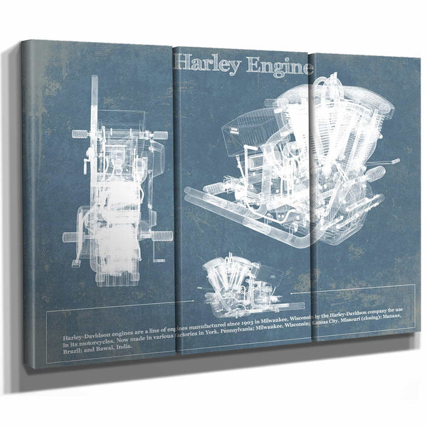 Harley-Davidson Engine Vintage Blueprint Motorcycle Engine Patent Print