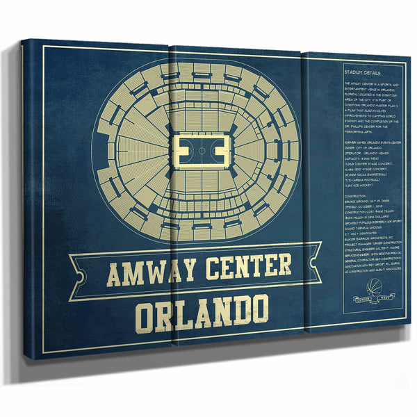 Orlando Magic Amway Center Vintage Basketball Blueprint NBA Print
