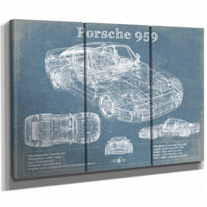 Porsche 959 Vintage Blueprint Auto Print