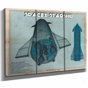 SpaceX Starship Blue Vintage Space Exploration Print
