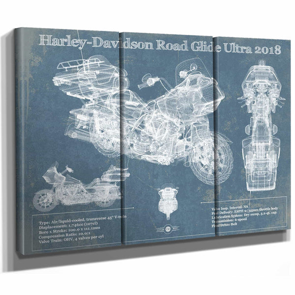 Harley-Davidson Road Glide Ultra 2018 Blueprint Motorcycle Patent Print