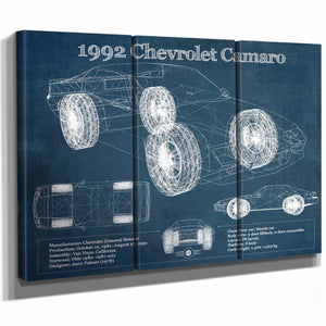 1992 Chevrolet Camaro Vintage Blueprint Auto Print