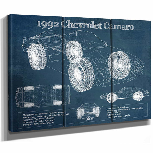 1992 Chevrolet Camaro Vintage Blueprint Auto Print