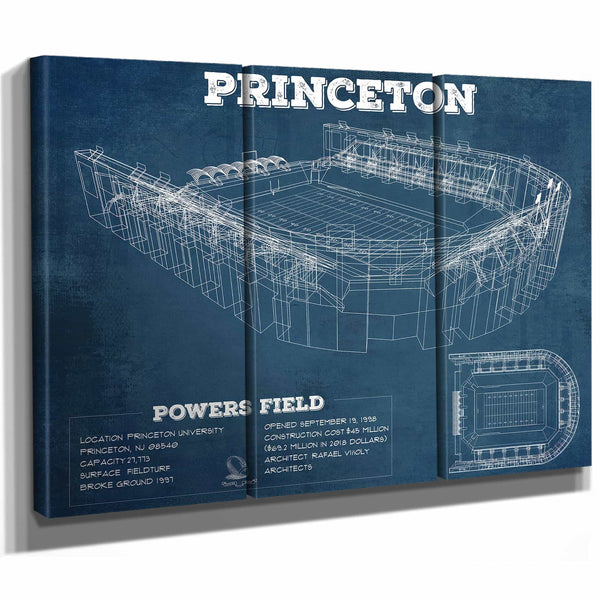 Princeton Tigers Football Art - Vintage Powers Field Blueprint Wall Art