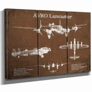 AVRO Lancaster UK Heavy Bomber Blueprint Original Military Wall Art