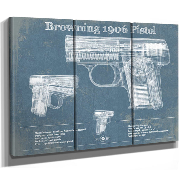 Browning 1906 Pistol Blueprint Vintage Gun Print