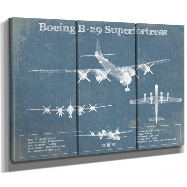 Boeing B-29 Superfortress Patent Blueprint Original Military Wall Art