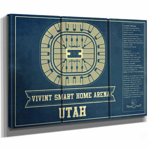 Utah Jazz - Vivint Smart Home Arena Seating Chart Vintage Art Print
