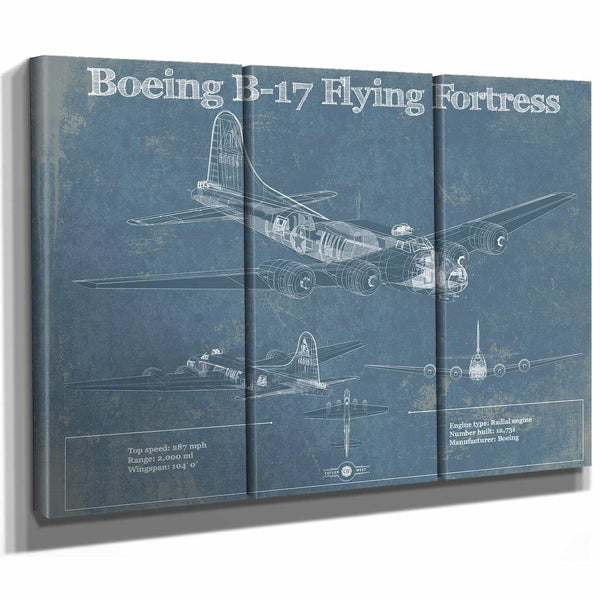 Boeing B-17 Flying Fortress  Vintage Aviation Blueprint - Custom Pilot Name Can Be Added