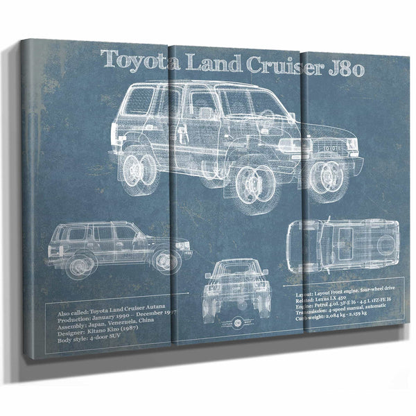 Toyota Land Cruiser J80 Blueprint Vintage Auto Print