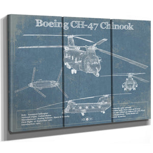 Boeing CH-47 Chinook Helicopter Vintage Aviation Blueprint Military Print - Custom Pilot Name Can Be Added