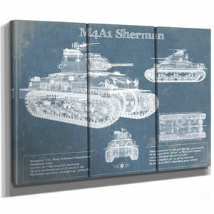M4A1 Sherman Tank Vintage Blueprint Print