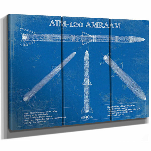 AIM-120 AMRAAM Blueprint Vintage Missile Print