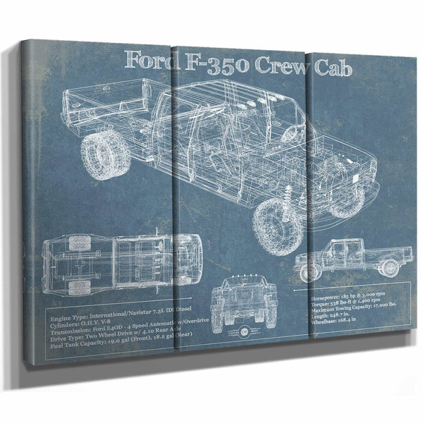 Ford F-350 Crew Cab Vintage Blueprint Auto Print