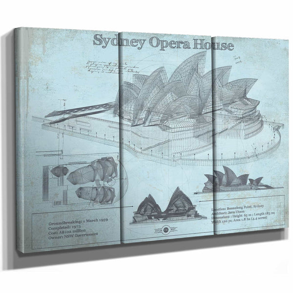 Sydney Opera House Blueprint Vintage Art Print