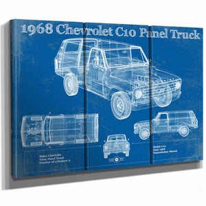 1968 Chevy C10 Pickup Panel Truck Vintage Blueprint