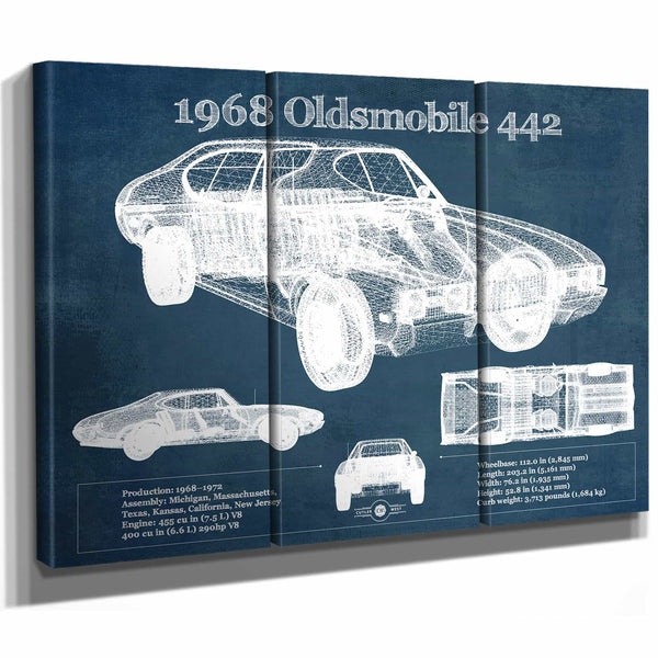 1968 Oldsmobile 442 Vintage Blueprint Auto Print