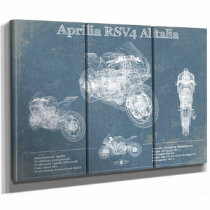Aprilia RSV4 Alitalia Blueprint Motorcycle Patent Print