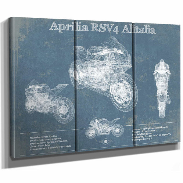 Aprilia RSV4 Alitalia Blueprint Motorcycle Patent Print