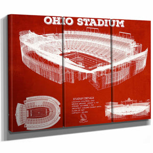 Ohio State Buckeyes Art - Ohio Stadium Vintage Stadium Blueprint Art Team Print
