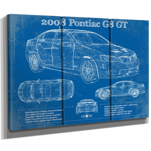 2008 Pontiac G8 GT Blueprint Vintage Auto Print