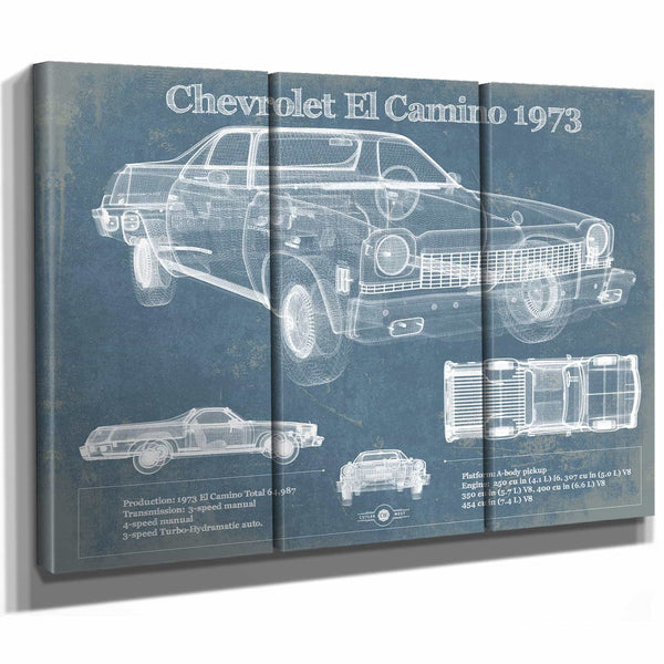 Chevrolet El Camino 1973 Vintage Blueprint Auto Print