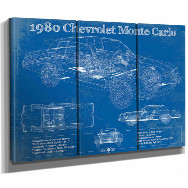 1980 Chevrolet Monte Carlo Blueprint Vintage Auto Patent Print