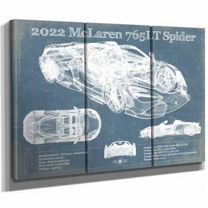 2022 McLaren 765LT Spider Blueprint Vintage Auto Print
