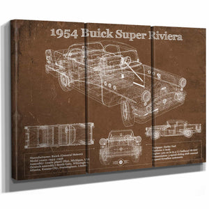 1954 Buick Super Riviera Vintage Blueprint Auto Print