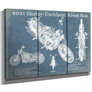 2021 Harley-Davidson Street Bob 114 Blueprint Motorcycle Patent Print