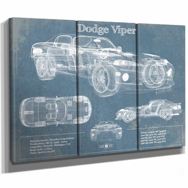 Dodge Viper 1 Vintage Blueprint Auto Print