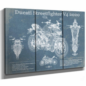 Ducati Streetfighter V4 2020 Blueprint Motorcycle Patent Print