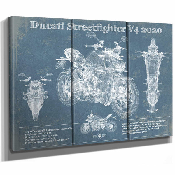 Ducati Streetfighter V4 2020 Blueprint Motorcycle Patent Print