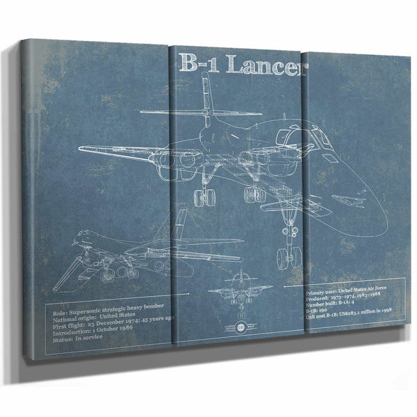 B-1 Bomber Patent Blueprint Original Military Wall Art
