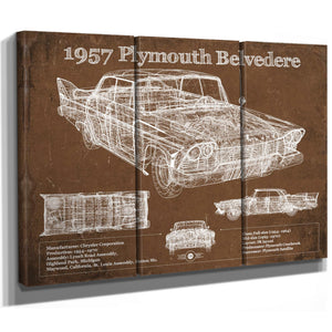 1957 Plymouth Belvedere Vintage Blueprint Auto Print