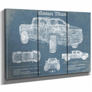Nissan Titan Truck Vintage Blueprint Auto Print
