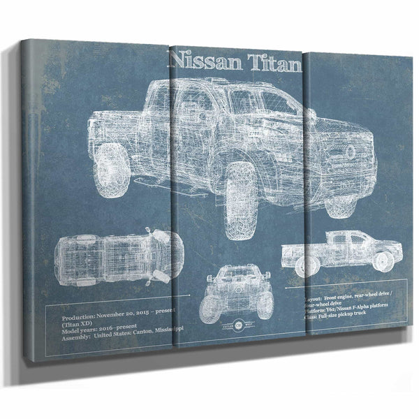 Nissan Titan Truck Vintage Blueprint Auto Print