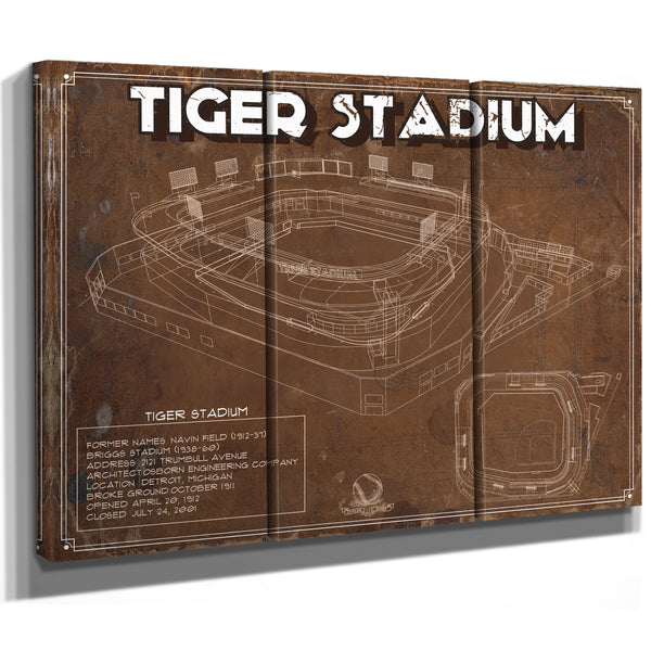 Tiger Stadium Art - LSU Tigers Vintage Stadium - Blueprint Art Print