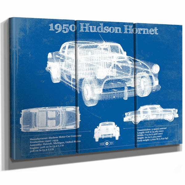 1950 Hudson Hornet Vintage Blueprint Auto Print