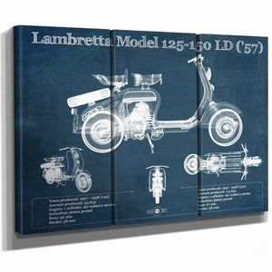 Lambretta Model 125 150 LD ('57) Vintage Blueprint Motorcycle Print