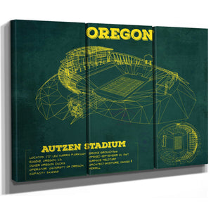 Vintage Autzen Stadium Blueprint - Oregon Ducks Football Print